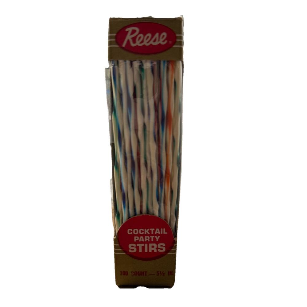 Vintage Reese Cocktail Party Stirrers stirs white base color/with stripes 100 ct